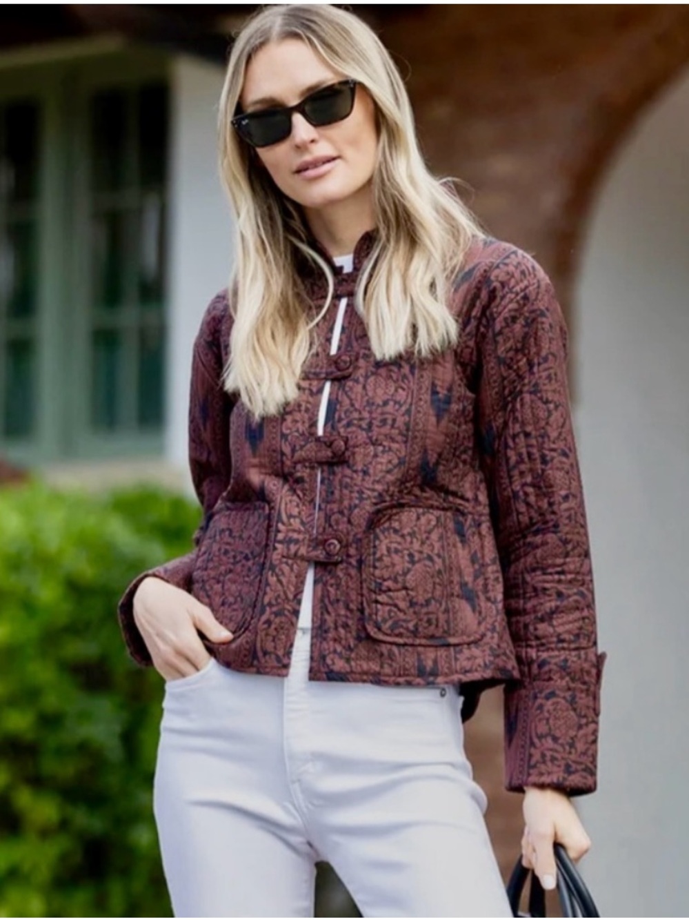 Julia Amory Dakota Quilted Jacket Small NWT Coco Island Ikat Brown Aztec print